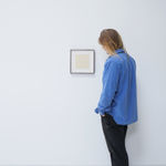 man admires the distance (white figures), installed