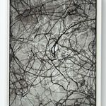 Dark gray ink wash with overlapping darker and lighter ink trails bordered by a thin line of darker ink