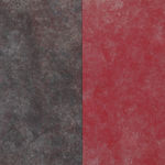 Abstract diptych. Left canvas features abstract clouds of white and red non-uniform dots against a dark gray background. Right canvas features abstract clouds of white non-uniform dots against a bright red background.