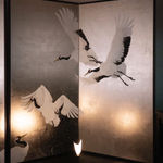 Folding Screen of Cranes: Crossing the Moon, 鶴の屏風 「月を渡る」| Daisuke Nakano | Nihonga | Ippodo Gallery TOKYO & NEW YORK