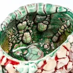 Kodai Ujiie, Oribe White Glaze Lacquer Tea Bowl 織部漆朱塗交白釉茶盌, 2024