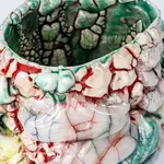 Kodai Ujiie, Oribe White Glaze Lacquer Tea Bowl 織部漆朱塗交白釉茶盌, 2024