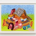 Max Ruf, Untitled (phthalo green lines, connected, white over black, red and green), 2023- 25