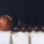 Kate Verrion, Apple and dark red cherries