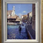 Edward Noott RBSA, Gondola boatyard Venice SOLD