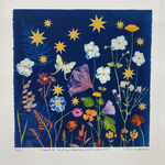 Julia Whitney Barnes, Cyanotype Print (Poppies, Petunia, Fern), 2021