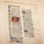 Saint Cahterine of Alexandria, illuminated initial in gold, from a Breviary made in Tours, France