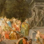 an old master painting by Swiss artist Jean-Pierre Saint-Ours depicting the Greec scene of the Olympic games