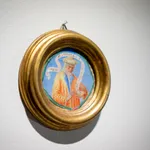 Italian Renaissance miniature depicting a bearded Prophet with a turban and scroll (phylactery) by the Veronese Illuminator, late 15th century, circular gold frame, La Gabrielle Fine Arts.