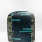 Taimei Morino b. 1934 Flat jar Signed on underside Glazed Stoneware 13 1/2 x 12 1/2 x 6 in