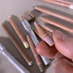 Detail of the art supplies used. Hand sharpened down to the nub.