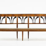 19th Century Biedermeier Walnut and Rush Seat Bench