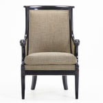 SOLD, 19th Century French Ebonised Armchair with Carved Lion's Heads