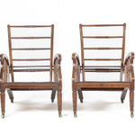Pair of 19th Century English Beech Armchairs