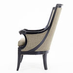 SOLD, 19th Century French Ebonised Armchair with Carved Lion's Heads