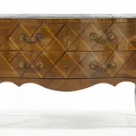 SOLD, French 18th Century Walnut Bombe Commode with Marble Top