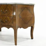 SOLD, French 18th Century Walnut Bombe Commode with Marble Top