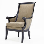 SOLD, 19th Century French Ebonised Armchair with Carved Lion's Heads