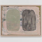 MARYANN PULS, Wood Shape with Horizontal and Vertical Lines in Gray Green, 2019