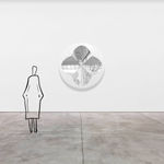 Mark Eisen, Fuchsia disc with 2 perpendicular concave gold ellipses, TBC