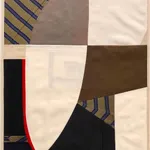 Debra Smith "Looking Back Transition of Two #4" abstract brown white red and black silk collage