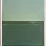 abstract work made of horizontally aligned segments in desaturated tones of green