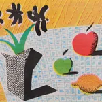 David Hockney, Two Apples, One Lemon and Four Flowers, 1988