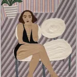 Cheryl Pope, Woman on Striped Floor, 2023