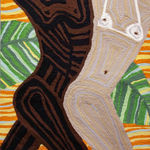 Cheryl Pope, Woman and Man Reclining on Striped Mat V, 2019