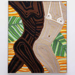 Cheryl Pope, Woman and Man Reclining on Striped Mat V, 2019