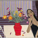 Cheryl Pope, Woman on Striped Floor, 2023