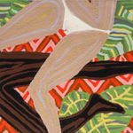 Cheryl Pope, Woman and Man Reclining on Striped Mat V, 2019