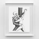 Cheryl Pope, Woman on Striped Floor, 2023