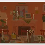 Sophie Treppendahl, Drawing With Swimmers and Candles, Maroon, 2026