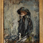 Ambrose McEvoy oil portrait of Mature Lady Seated in black in c.1920 currently for sale at Philip mould & company