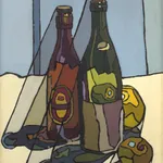 Cyril Mann, Still Life with Bottles , 1955 c.