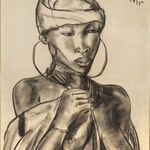 charcoal drawing of a woman by Irma Stern