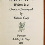 Gray's Elegy. Written in a Country Churchyard. Title page