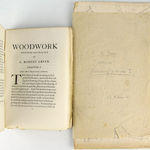 Original drawings for Woodwork in Principle and Practice. Together with: a copy of the printed book by A. Romney Green, illustrated by Eric Gill. Interior page and annotated illustration.
