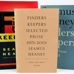 Finders Keepers by Seamus Heaney. Front covers of all three volumes.