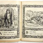 The Childs Own Alphabet published by Low & Son. Interior page of illustrated letters A and B.