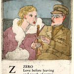 The Airmen's Alphabet text by W.H. Auden, illustrated by Robert Andrew Parker. Page for Z and illustration of woman and airman in a car.