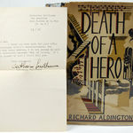 Death of a Hero. Dust jacket and letter