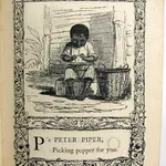 The Childs Own Alphabet published by Low & Son. Interior page of illustrated letter P.