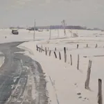 Painting captures the stark, chilly beauty of a winter day.