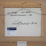 Back of framed Lorne Bouchard Icy road Eastern townships painting