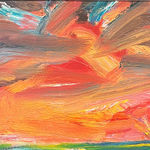 John Houston RSA, Summer Sea I - Seascape, Yellow/Pink