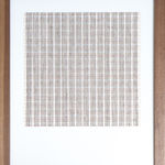 Framed tan thread on paper work by Fringe Gallery artist Rebecca Messier