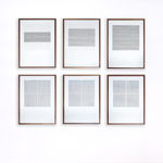 Series of framed black and white thread on paper works by Fringe Gallery artist Rebecca Messier
