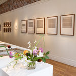 Series of framed black and white thread on paper works by Fringe Gallery artist Rebecca Messier